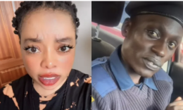 A composite image of Gloria Ntazola and Kanjo Askari who she lectured in viral video.